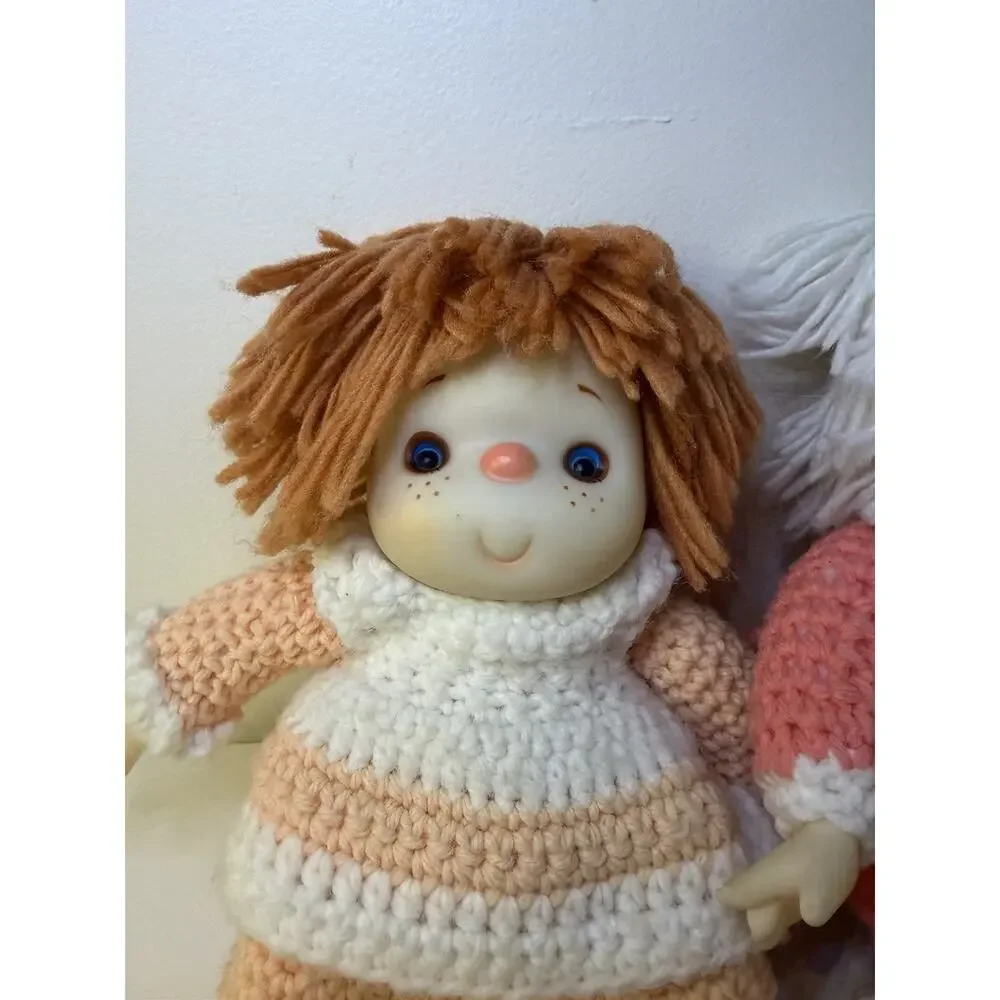 Lot Of 2 Vintage Crochet Dolls Strawberry Shortcake & Friend Apricot 12” EUC!!